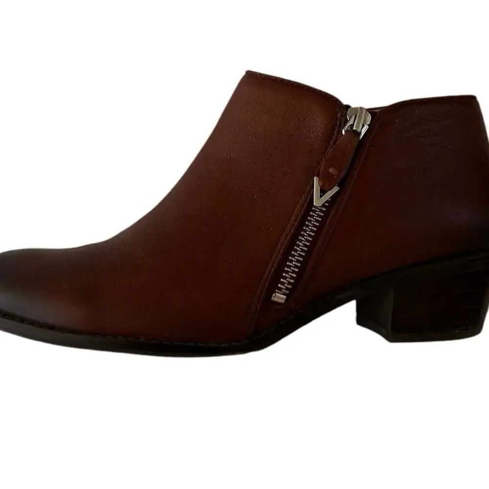 Vionic Brown Leather Ankle Boots with Zippers, Women's sizer 8